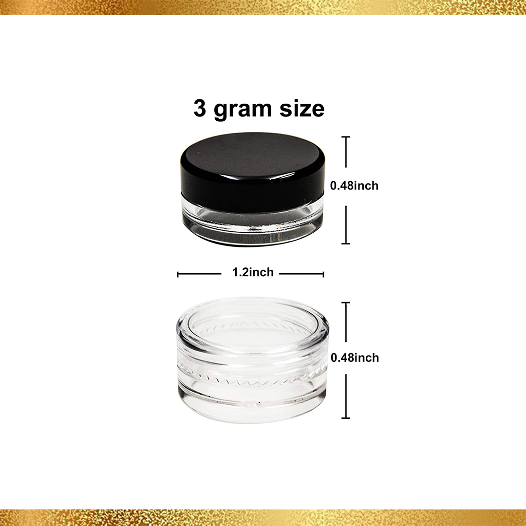 (10 PACK) 3GRAM Plastic Cosmetic Jars with Lids