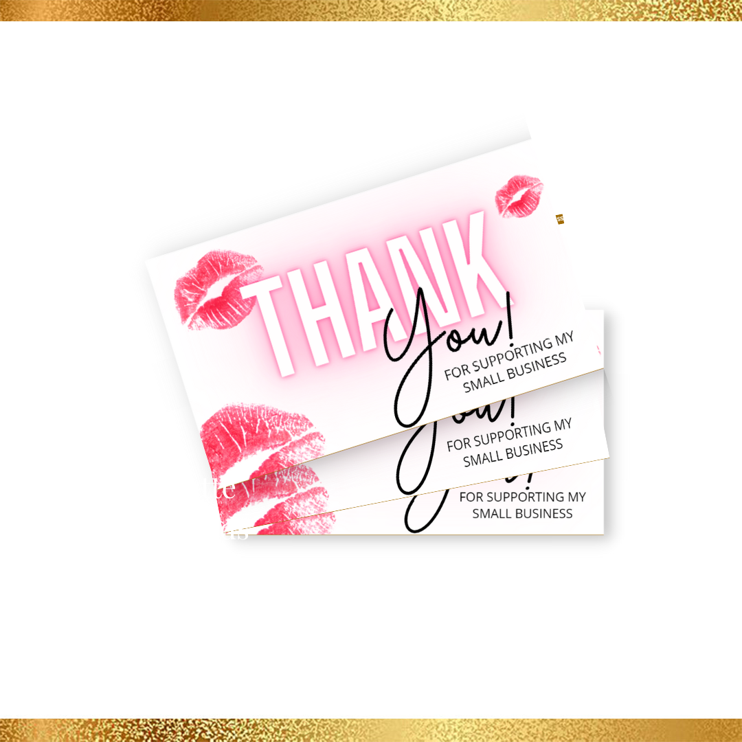 (16 Pack) Custom Premade Pink/White SmoochiesThank You Cards (Matte)