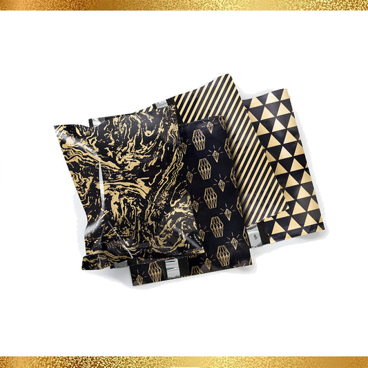 (10 PACK) 10x13 Black & Gold Poly Mailers (Assorted)