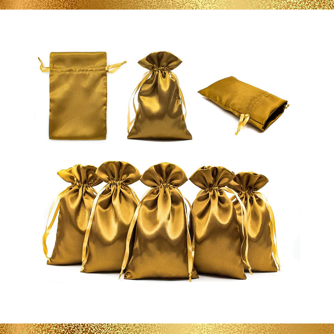 (5 PACK) 5" x 8" Satin Bags (Old Gold)
