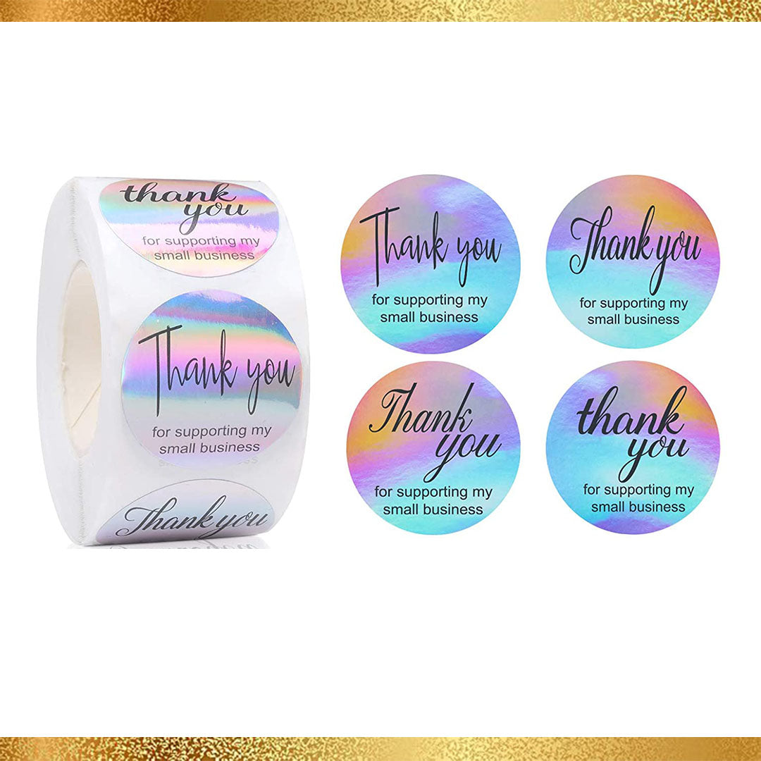 (50 PACK) 1.5" Holographic Thank You Stickers (Assorted Mix)
