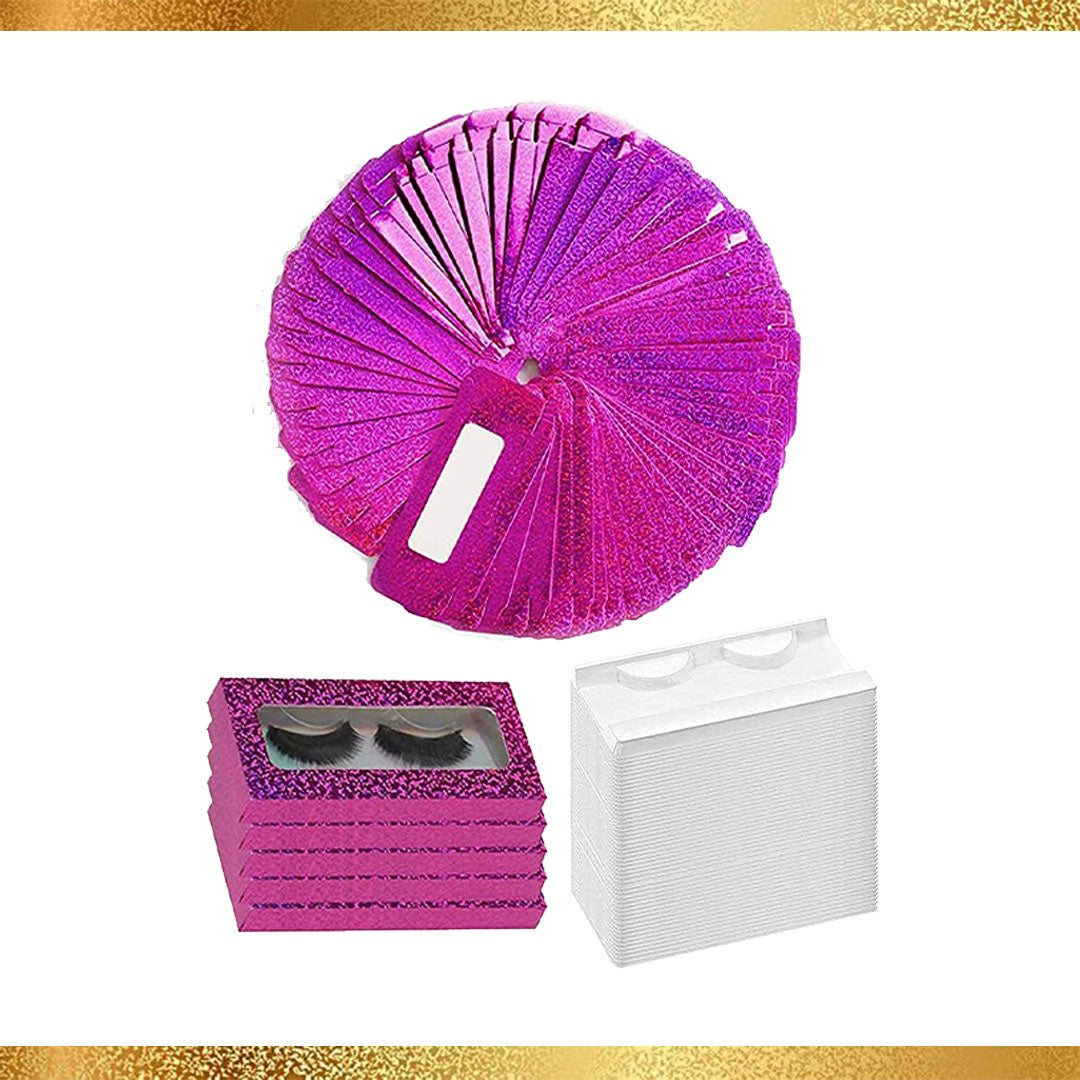 Purple/Pink Glitter Eyelashes Box with White Lash Trays