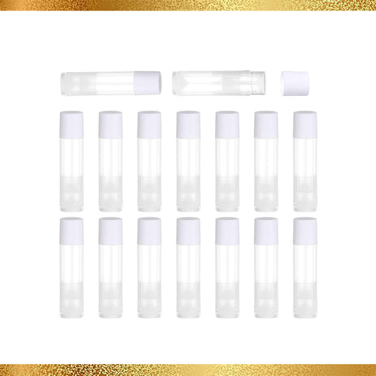 (10 PACK) 5.5ML Clear lip Balm Container with White Caps